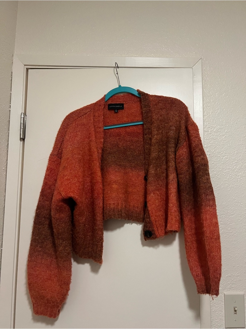Cropped Open-Front Cardigan in Burnt Orange Ombre